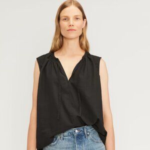 Everlane Cotton Gathered Tie-Front Top